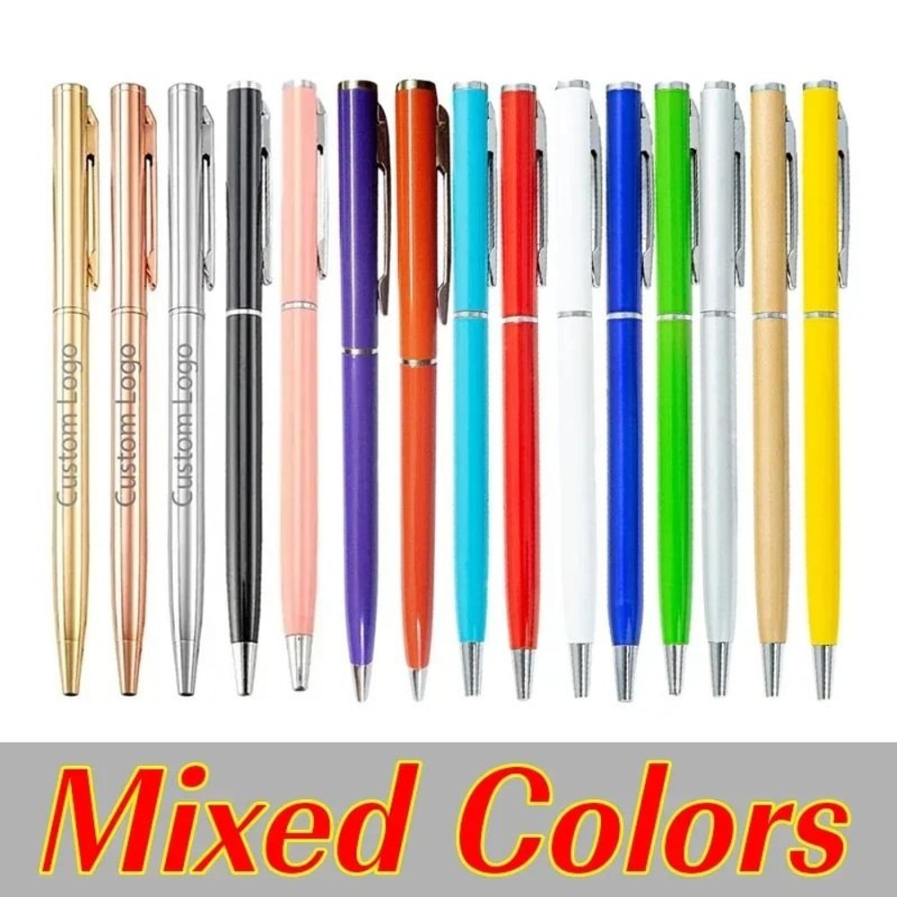 Premium Metal Ballpoint Pens Rose Gold Custom Engraved Branding Executive Gift Set 6