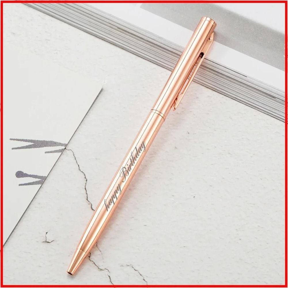 Premium Metal Ballpoint Pens Rose Gold Custom Engraved Branding Executive Gift Set 9