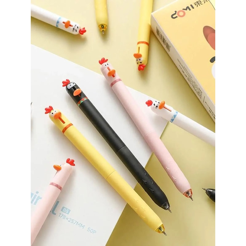 Funny Chicken Click Gel Pen 05mm FastDrying Stress Relief Toy Cute Korean Stationery For School 1