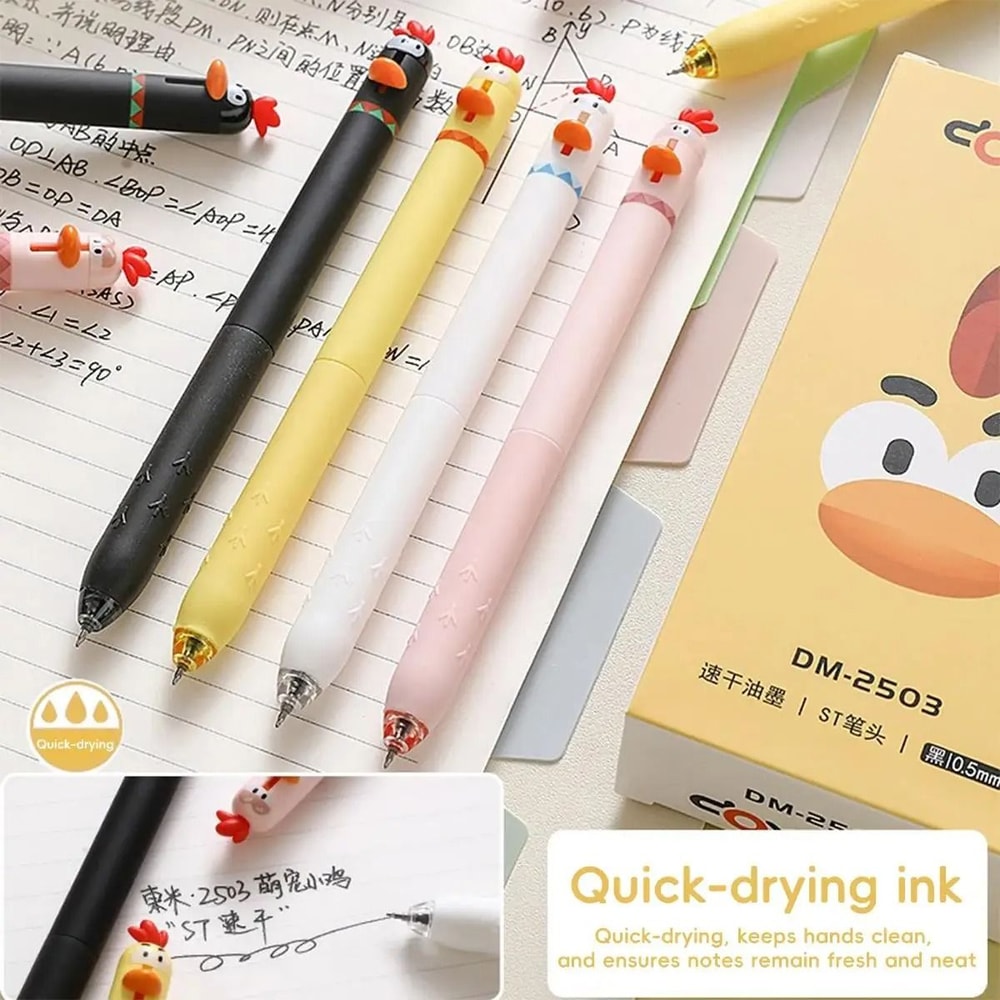 Funny Chicken Click Gel Pen 05mm FastDrying Stress Relief Toy Cute Korean Stationery For School 2