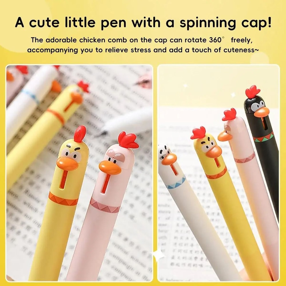 Funny Chicken Click Gel Pen 05mm FastDrying Stress Relief Toy Cute Korean Stationery For School 3
