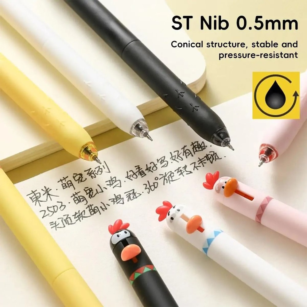 Funny Chicken Click Gel Pen 05mm FastDrying Stress Relief Toy Cute Korean Stationery For School 4