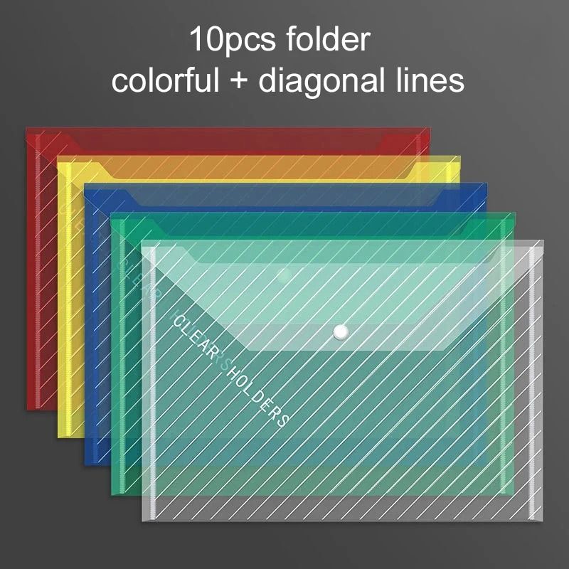 A4 Transparent Waterproof File Bags 510pcs LargeCapacity Snapon Plastic Storage For Archives 11