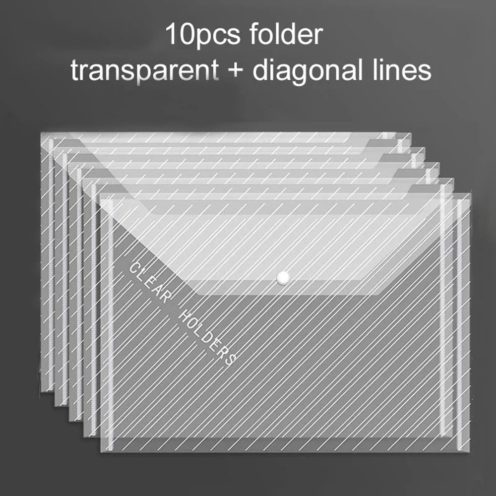 A4 Transparent Waterproof File Bags 510pcs LargeCapacity Snapon Plastic Storage For Archives 12
