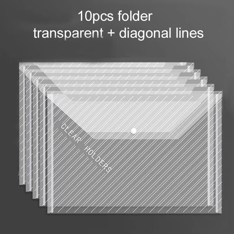 A4 Transparent Waterproof File Bags 510pcs LargeCapacity Snapon Plastic Storage For Archives 12