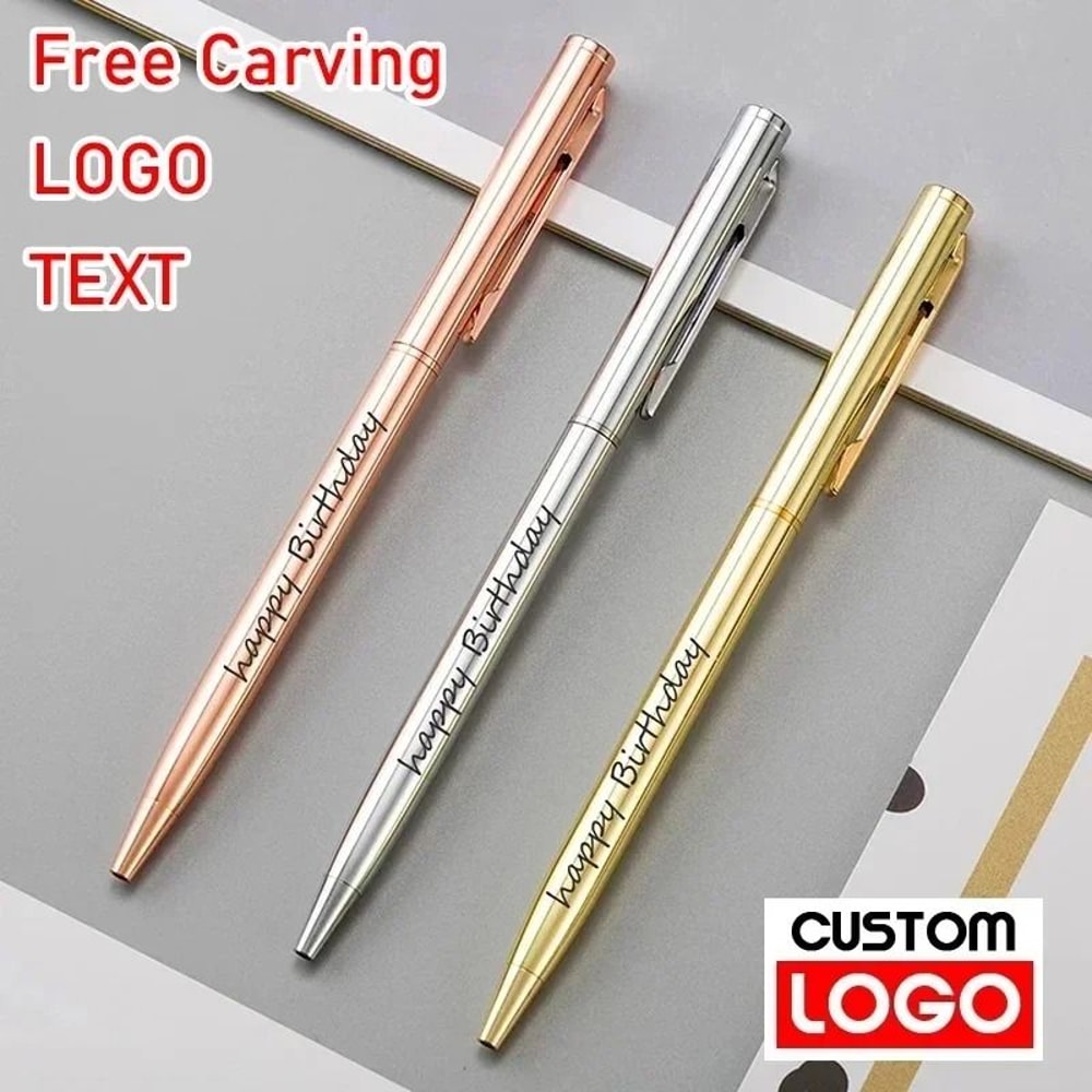Premium Rose Gold Metal Ballpoint Pens Custom Engraved Logo Executive Gift Set For Business 0