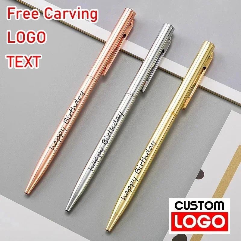 Premium Rose Gold Metal Ballpoint Pens Custom Engraved Logo Executive Gift Set For Business 0