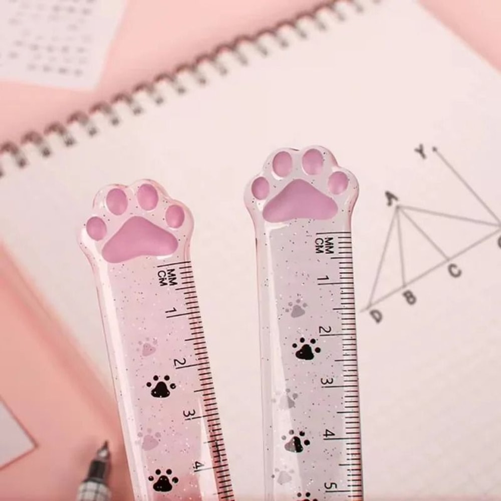 Cute Cat Paw Design 15cm Straight Ruler Kawaii Measuring Drawing Tool For School And Office 1