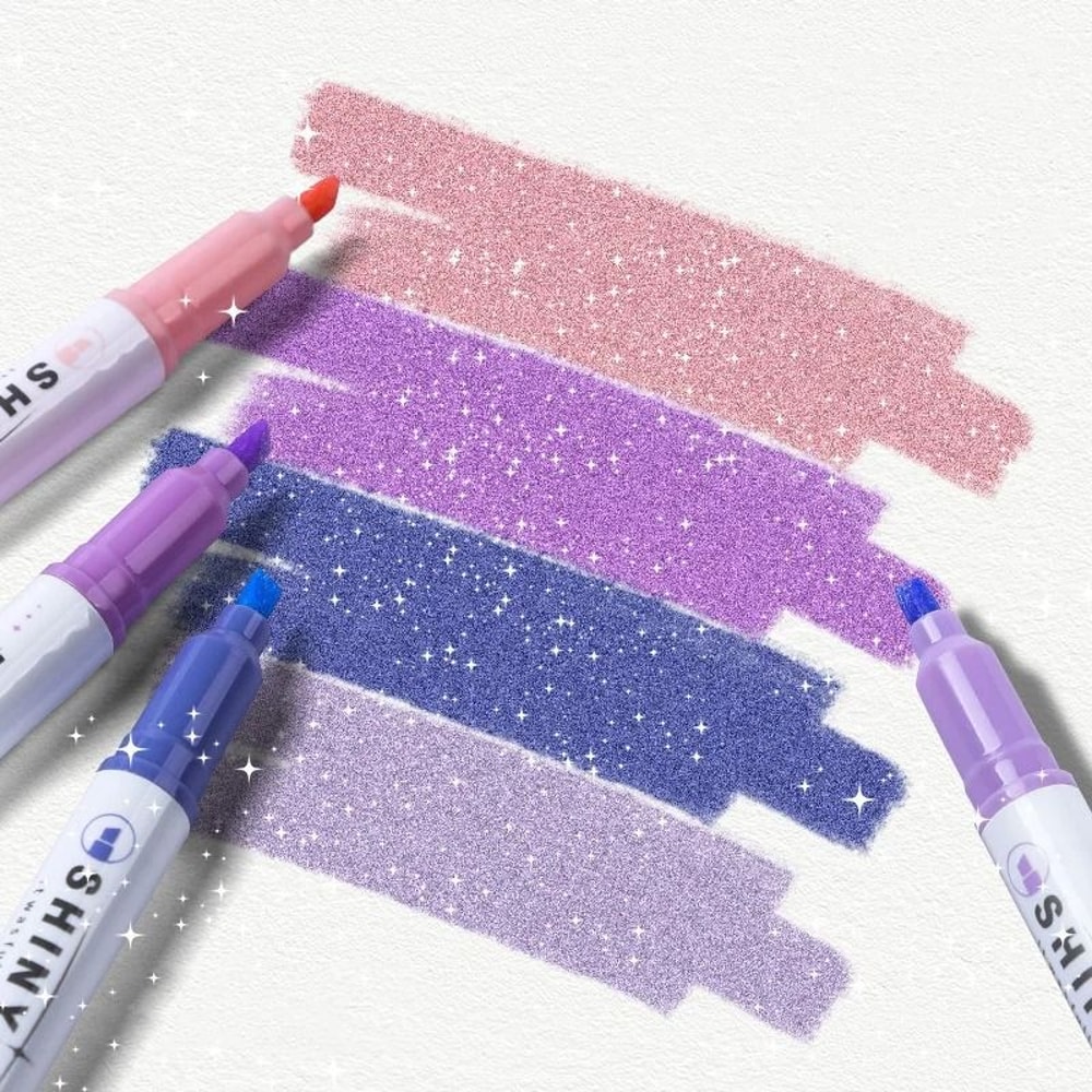 4Color Glitter Highlighter Markers Premium Kawaii Shimmer Stationery For Students And Journaling 0