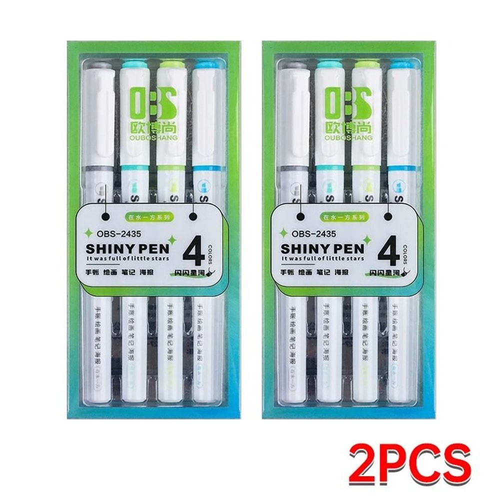 4Color Glitter Highlighter Markers Premium Kawaii Shimmer Stationery For Students And Journaling 11