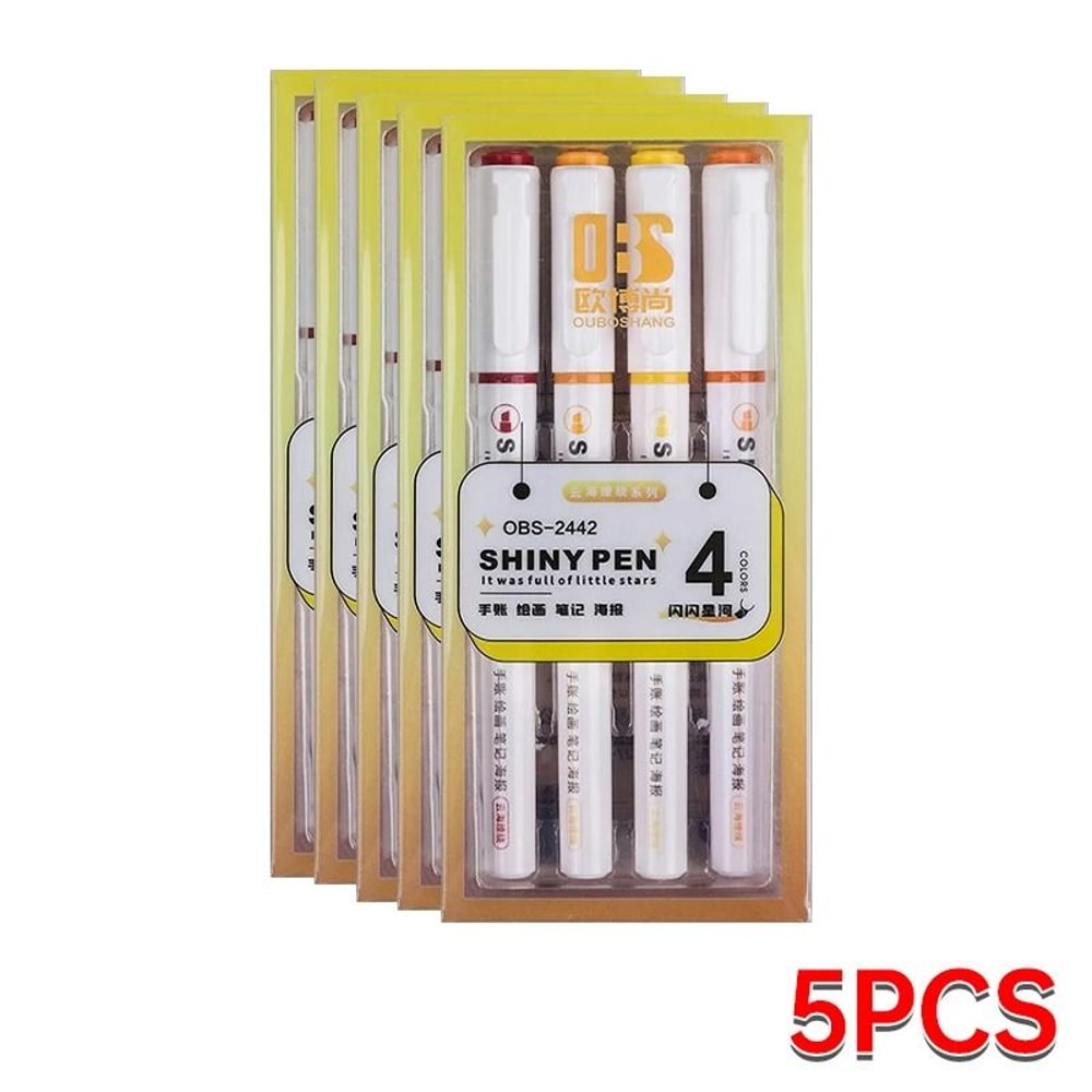 4Color Glitter Highlighter Markers Premium Kawaii Shimmer Stationery For Students And Journaling 13