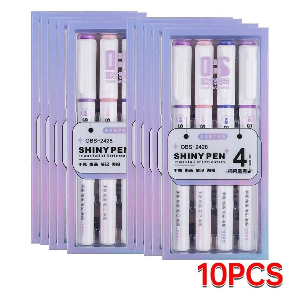 4Color Glitter Highlighter Markers Premium Kawaii Shimmer Stationery For Students And Journaling 15