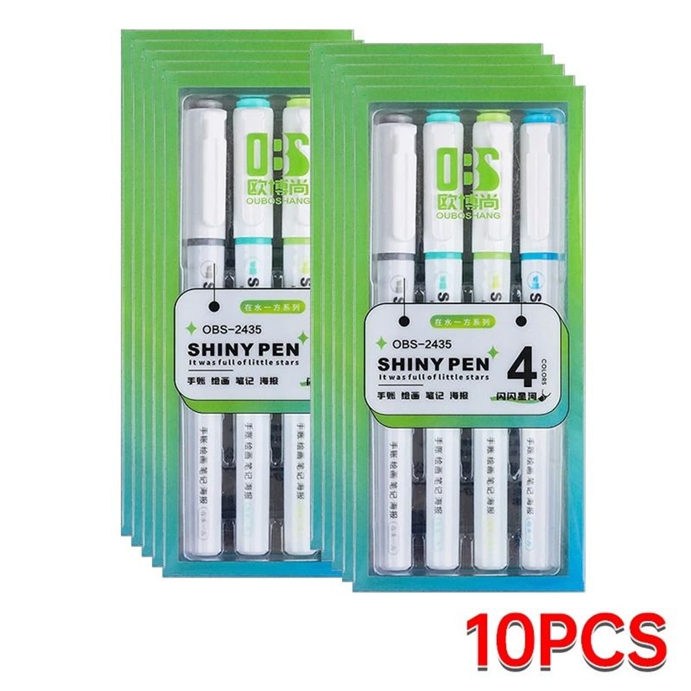 4Color Glitter Highlighter Markers Premium Kawaii Shimmer Stationery For Students And Journaling 17