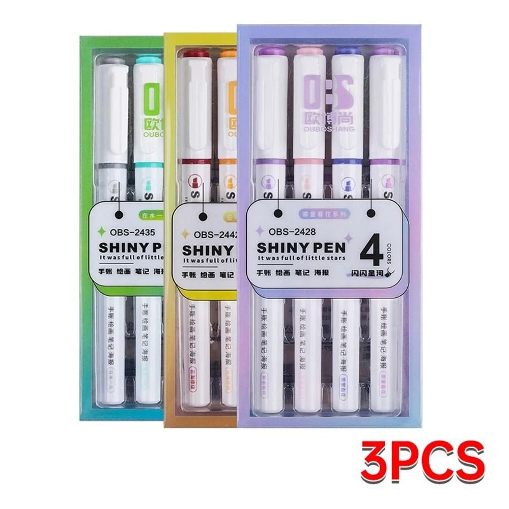 4Color Glitter Highlighter Markers Premium Kawaii Shimmer Stationery For Students And Journaling 18