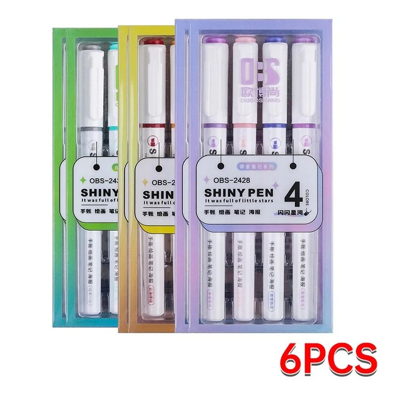 4Color Glitter Highlighter Markers Premium Kawaii Shimmer Stationery For Students And Journaling 19