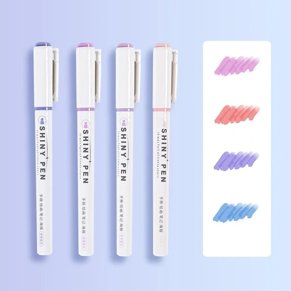 4Color Glitter Highlighter Markers Premium Kawaii Shimmer Stationery For Students And Journaling 6