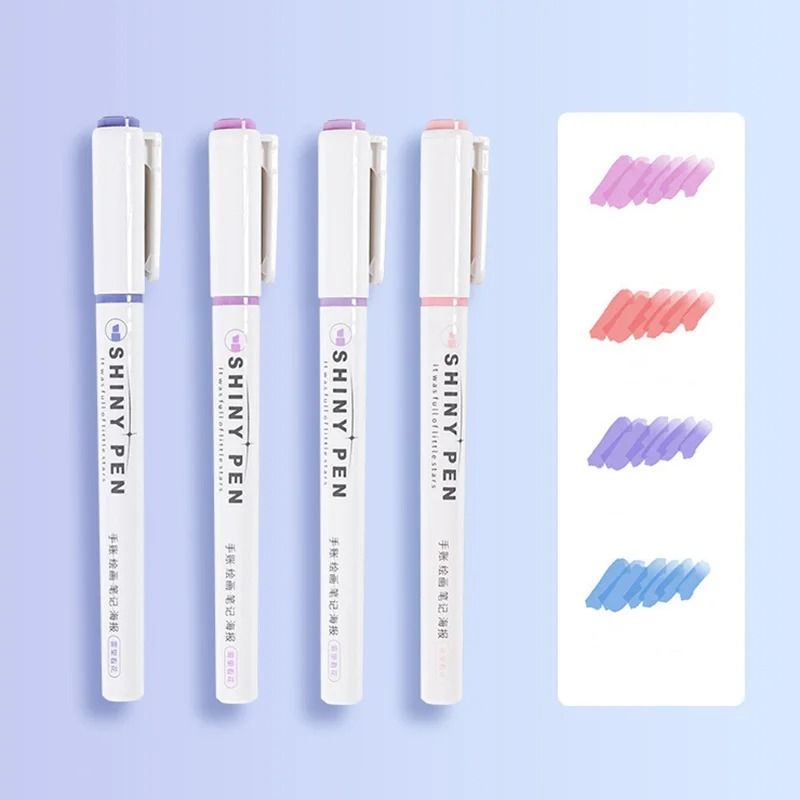 4Color Glitter Highlighter Markers Premium Kawaii Shimmer Stationery For Students And Journaling 6