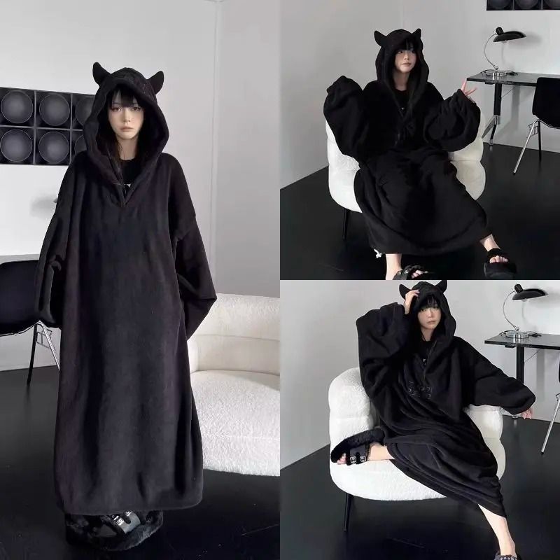 Thickened Padded Pajamas Oversized Hooded OnePiece Sleepwear Luxury Winter Homewear 5