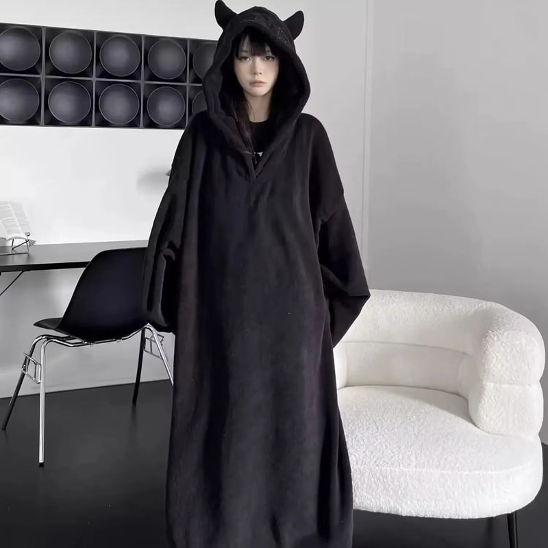 Thickened Padded Pajamas Oversized Hooded OnePiece Sleepwear Luxury Winter Homewear 6