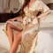 Little Cherry Print Belted Robe Sexy Satin Elegant Loungewear Breathable Four Seasons Sleepwear 3