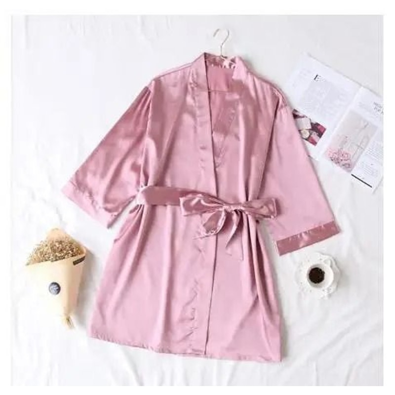 Summer Champagne Chinese Bride Wedding Robe Satin Sleepwear Sexy Nightgown Kimono Bathrobe Gown 10