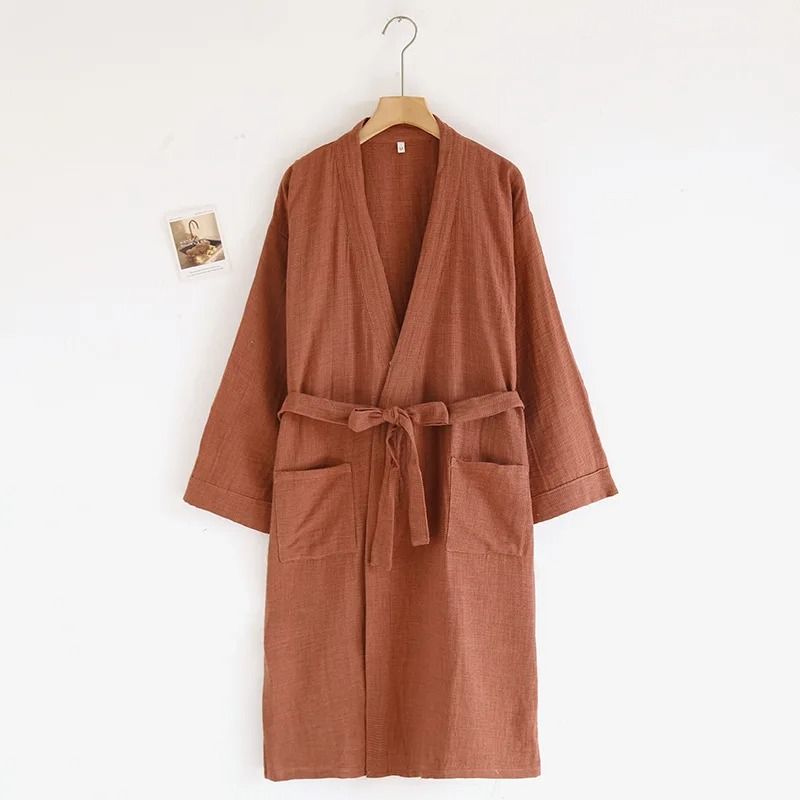 MultiColor Kimono Bathrobe Cotton Loose Home Sleepwear SpringSummer Robe With Belt 18