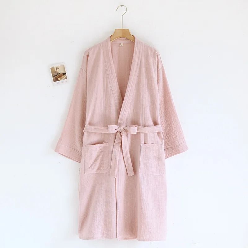 MultiColor Kimono Bathrobe Cotton Loose Home Sleepwear SpringSummer Robe With Belt 19
