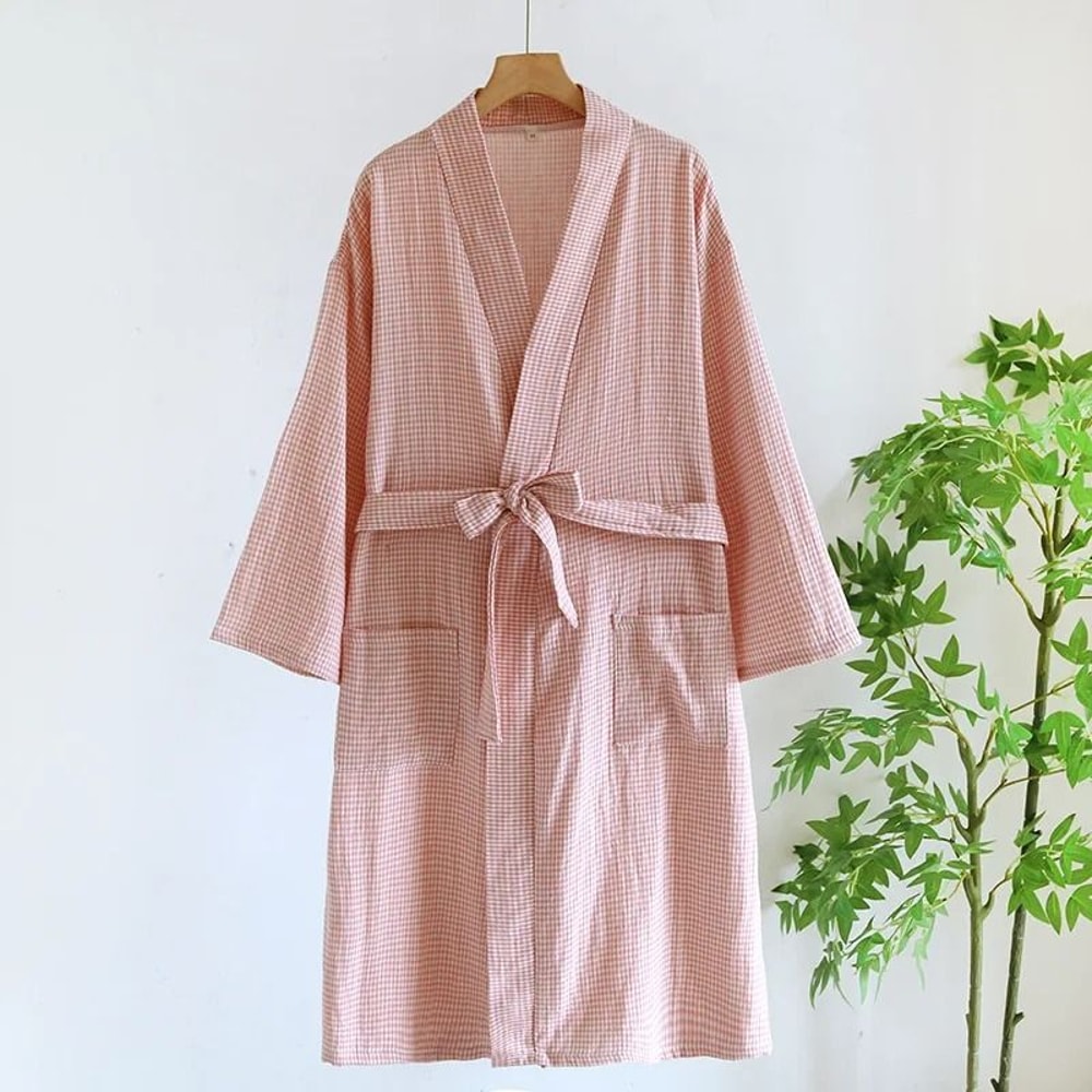 MultiColor Kimono Bathrobe Cotton Loose Home Sleepwear SpringSummer Robe With Belt 20