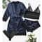 Womens Fashion Print Satin Pajama Set Sexy Lace Trim Faux Silk Gown SkinFriendly Loungewear 1