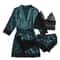 Womens Fashion Print Satin Pajama Set Sexy Lace Trim Faux Silk Gown SkinFriendly Loungewear 5