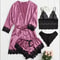 Womens Fashion Print Satin Pajama Set Sexy Lace Trim Faux Silk Gown SkinFriendly Loungewear 6