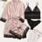 Womens Fashion Print Satin Pajama Set Sexy Lace Trim Faux Silk Gown SkinFriendly Loungewear 11