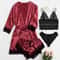 Womens Fashion Print Satin Pajama Set Sexy Lace Trim Faux Silk Gown SkinFriendly Loungewear 8