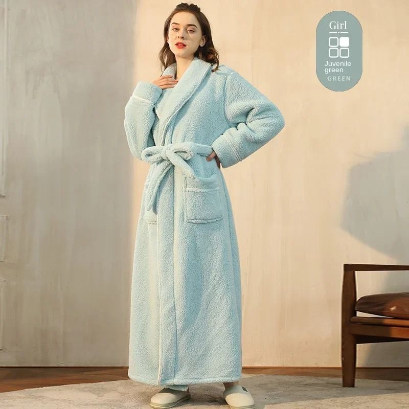 2026 Premium Thick Cotton Robe Light Luxury Extended Pajama Comfortable Couples Bathrobe 13