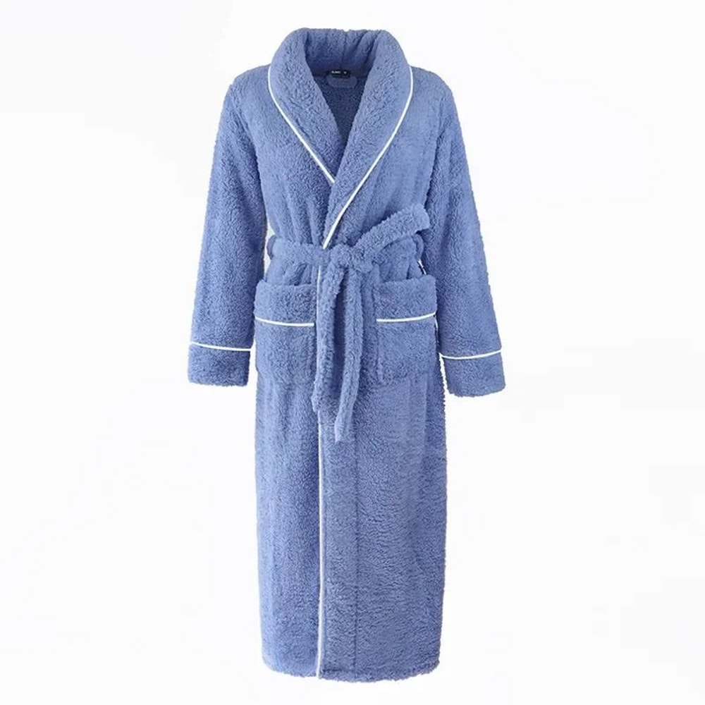 2026 Premium Thick Cotton Robe Light Luxury Extended Pajama Comfortable Couples Bathrobe 4