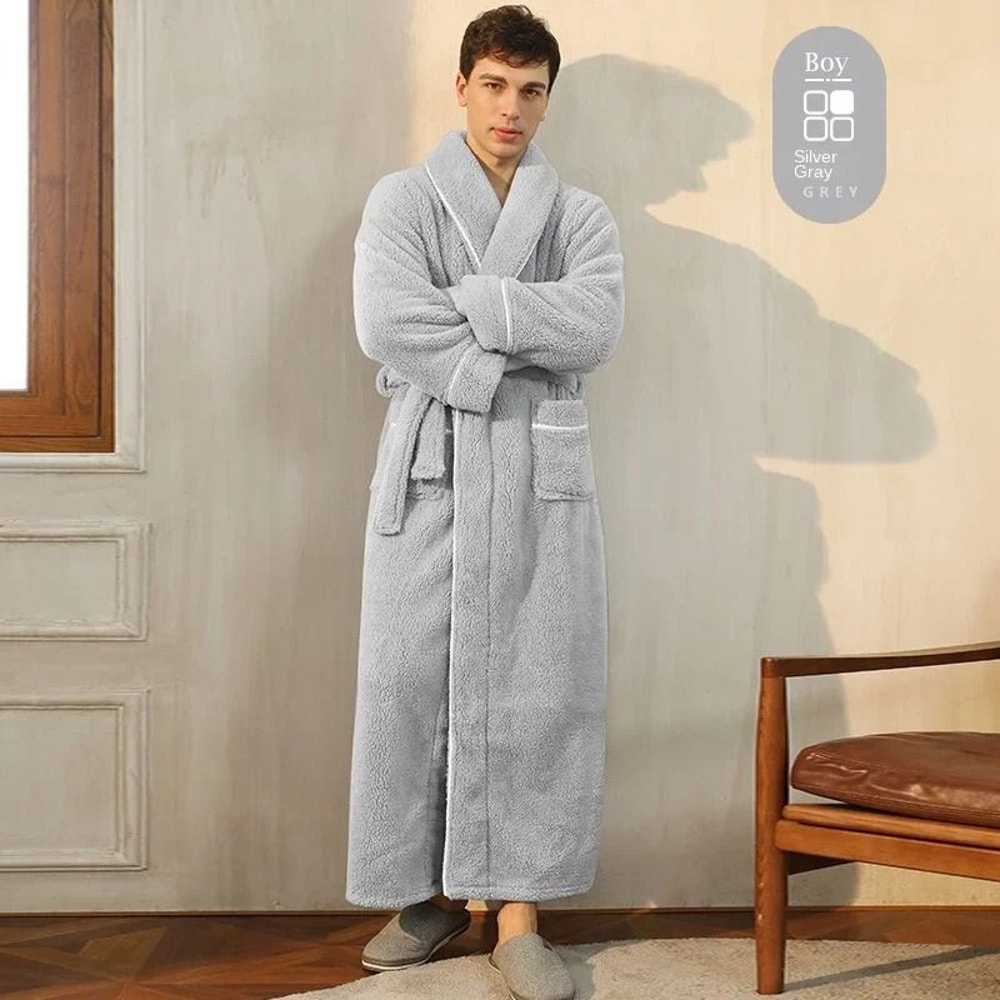 2026 Premium Thick Cotton Robe Light Luxury Extended Pajama Comfortable Couples Bathrobe 24