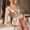 3PCS Sexy Satin Pajama Set Elegant Nightgown Sling Top And Shorts Robe For Women 0