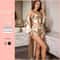 3PCS Sexy Satin Pajama Set Elegant Nightgown Sling Top And Shorts Robe For Women 1