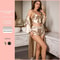 3PCS Sexy Satin Pajama Set Elegant Nightgown Sling Top And Shorts Robe For Women 1