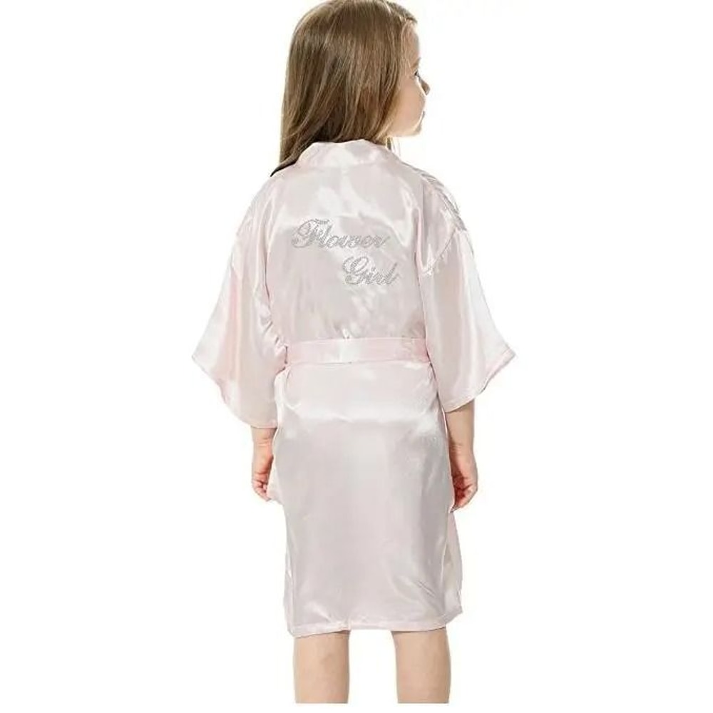 Fashion Kid Flower Girl Satin Robe Solid SilkStyle Yukata For Weddings Parties And Elegant Dressin 9