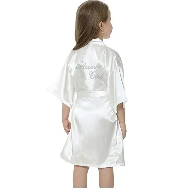 Fashion Kid Flower Girl Satin Robe Solid SilkStyle Yukata For Weddings Parties And Elegant Dressin 7