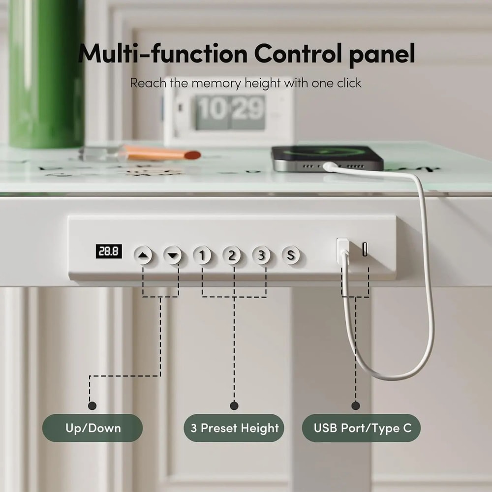 Adjustable Electric Standing Desk 48 X 24 Modern Maple Office Desk With Storage Bag And Headphone H 3