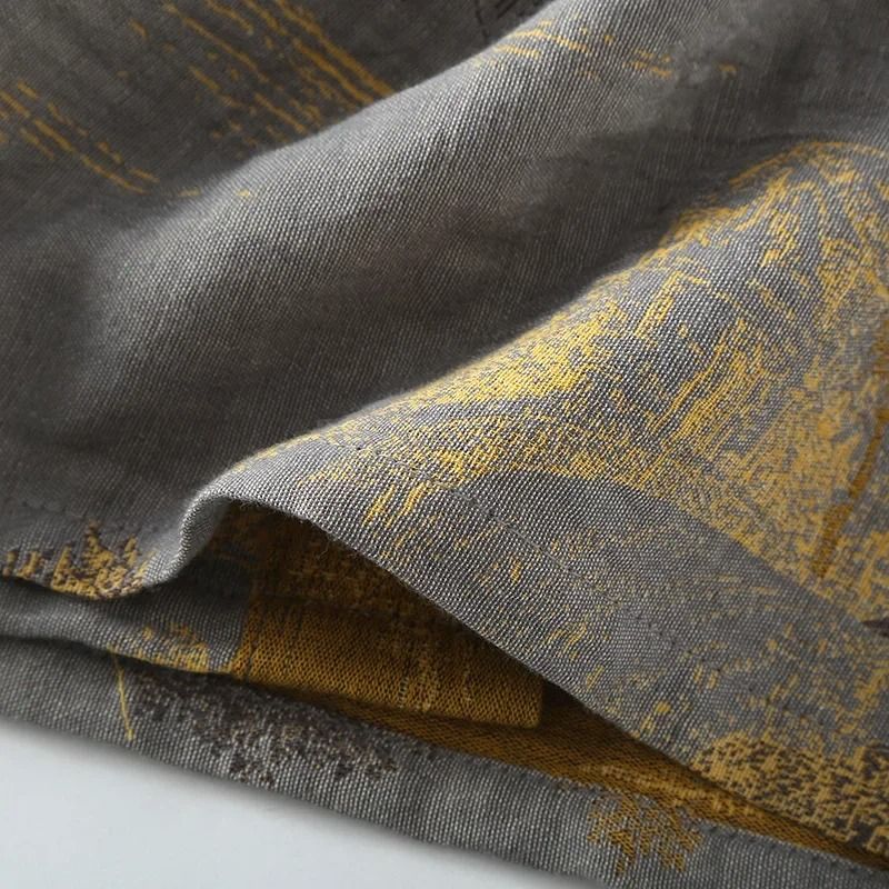 Mens Premium Cotton Kimono Robe Breathable Jacquard Printed SpringSummer Pajamas With Belt 5