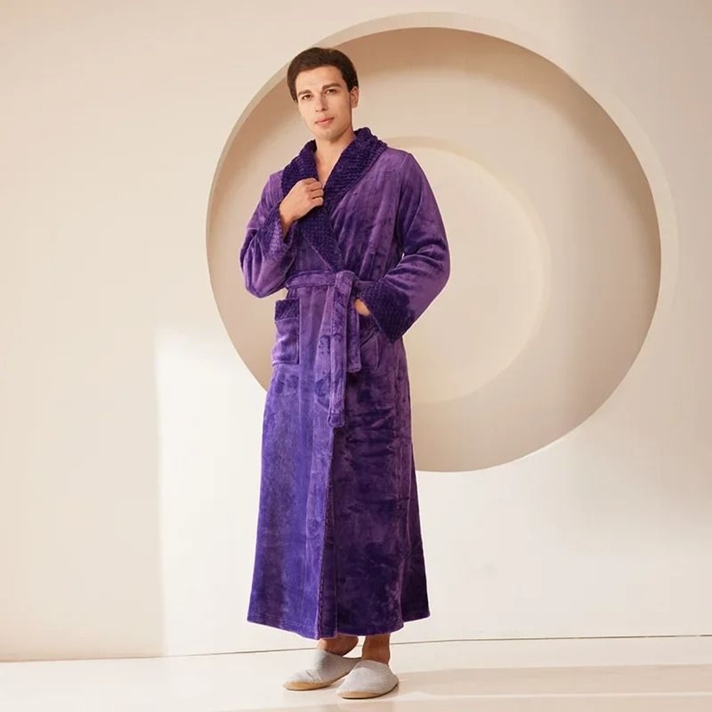 Autumn Winter Thicken Coral Fleece Robe Warm Flannel Couples Long Gown Premium Lounge Wear 18