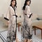 New Spring Summer Female Long Robe Set Sexy Flower Print Kimono Silk Satin Casual Lounge Wear 9