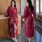 New Spring Summer Female Long Robe Set Sexy Flower Print Kimono Silk Satin Casual Lounge Wear 14