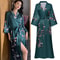 New Spring Summer Female Long Robe Set Sexy Flower Print Kimono Silk Satin Casual Lounge Wear 2