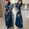 New Spring Summer Female Long Robe Set Sexy Flower Print Kimono Silk Satin Casual Lounge Wear 8