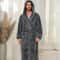 Luxury Cotton Flannel Couples Bathrobe Warm Open Weave Winter Sleepwear Comfort Nightwear 0