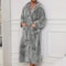 Luxury Cotton Flannel Couples Bathrobe Warm Open Weave Winter Sleepwear Comfort Nightwear 2